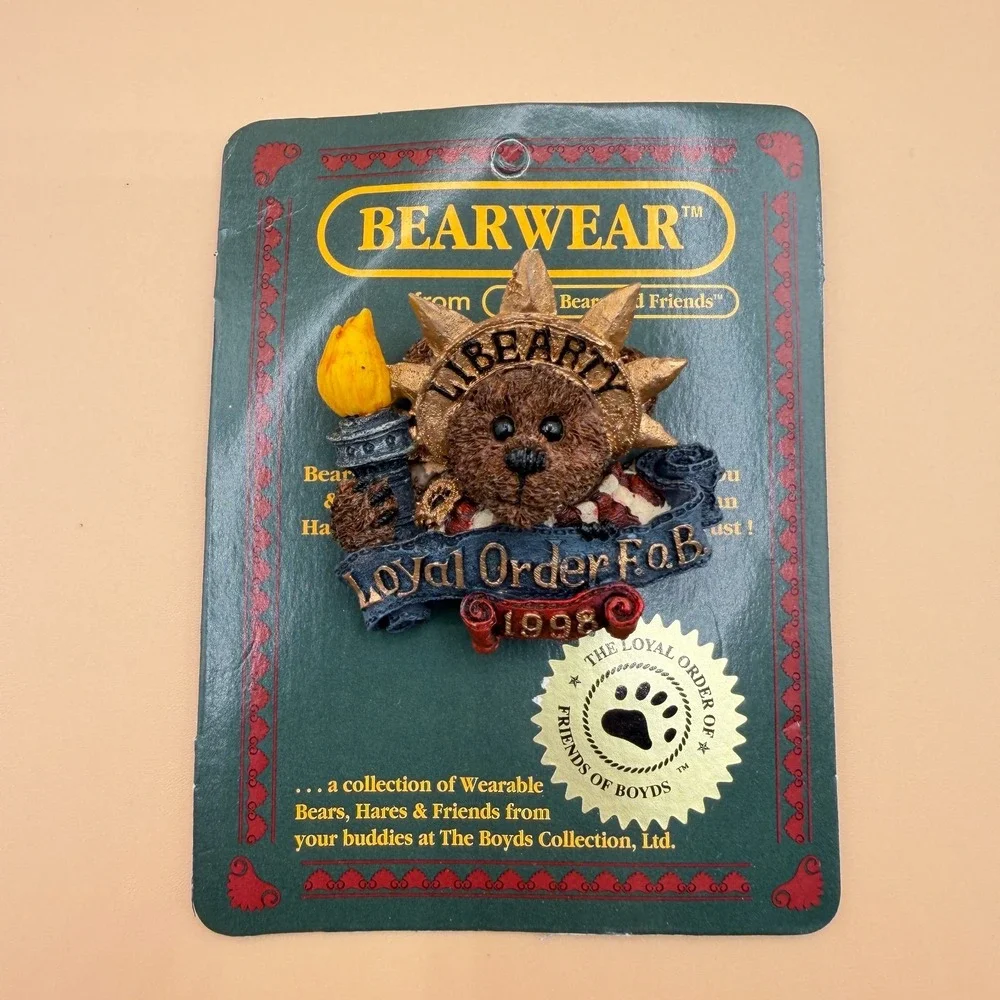 Boyds Bears Bearwear Liberty Loyal Order FOB 1998 Bear Pin Brooch Collectible